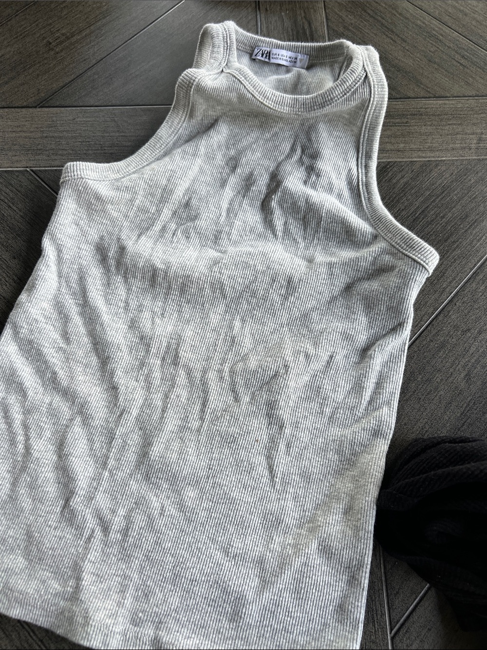 Zara Light Gray Ribbed Tank - Picture 3 of 3